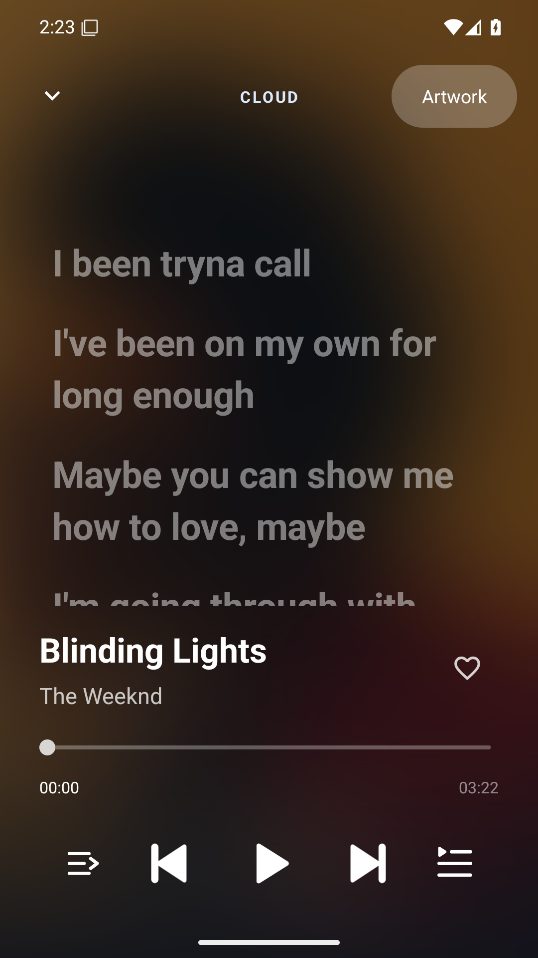 Cloud synchronized lyrics screen
