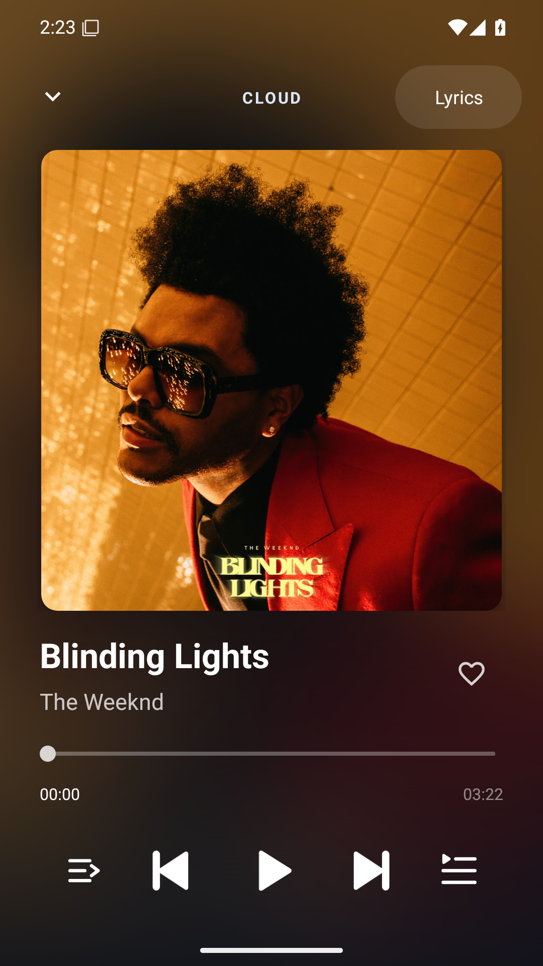 Cloud full-screen music player